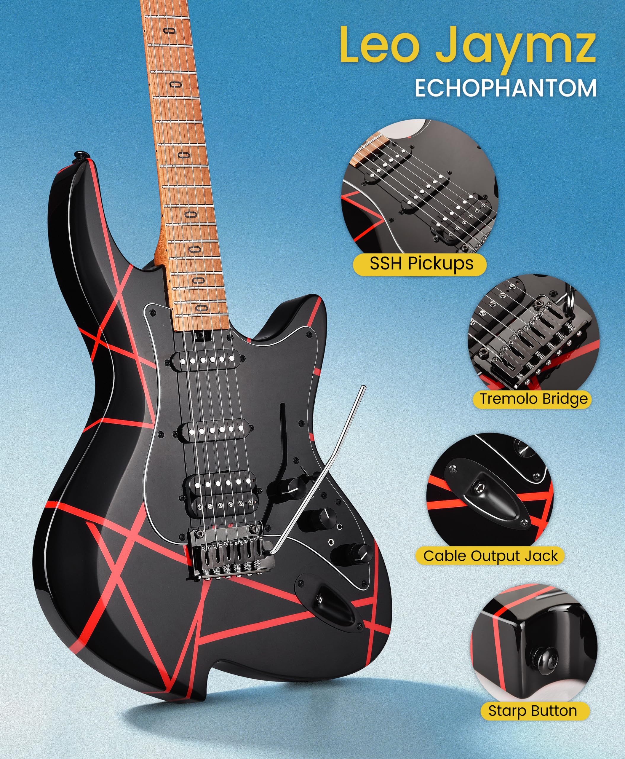 Amazon.com: Leo Jaymz Echophantom Series Electric Guitar with